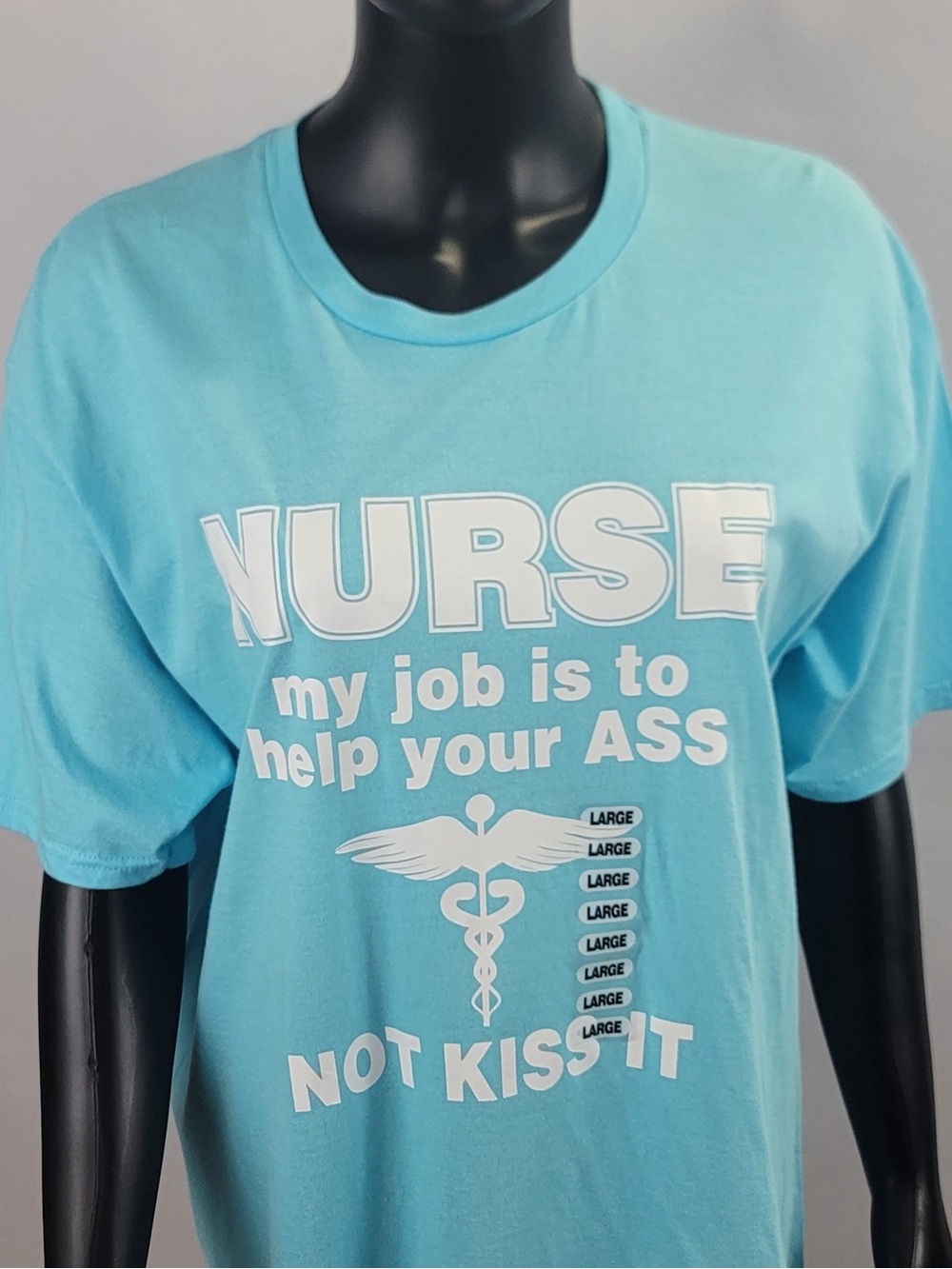 New! Size Large Nurse Graphic Tee - Light Blue